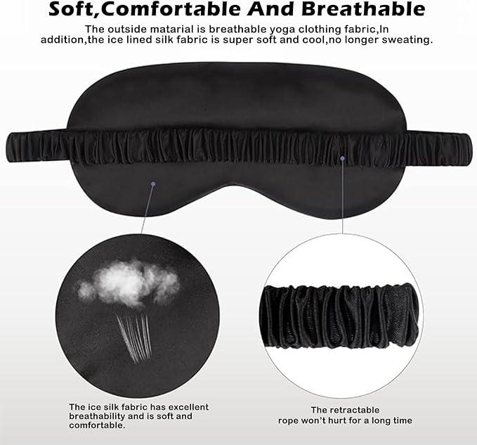6PACK Silk Sleep Mask Satin Eye Masks Blackout Silky Eyeshade Cover Soft - Image 5