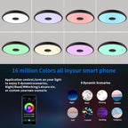 Black Smart Waterproof LED Flush Mount Ceiling Light Fixture, - Image 4