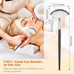 9 Pieces Facial Fan Mask Brushes, Soft Facial Applicator Brushes Tools - Image 2