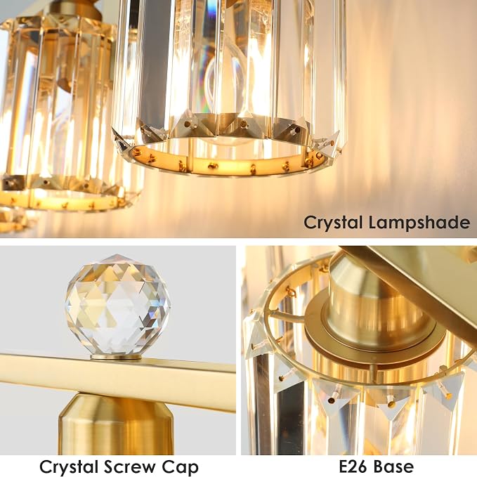 3-Light Gold Bathroom Light Fixtures, Modern Bathroom Vanity Lights Fixture - Image 4