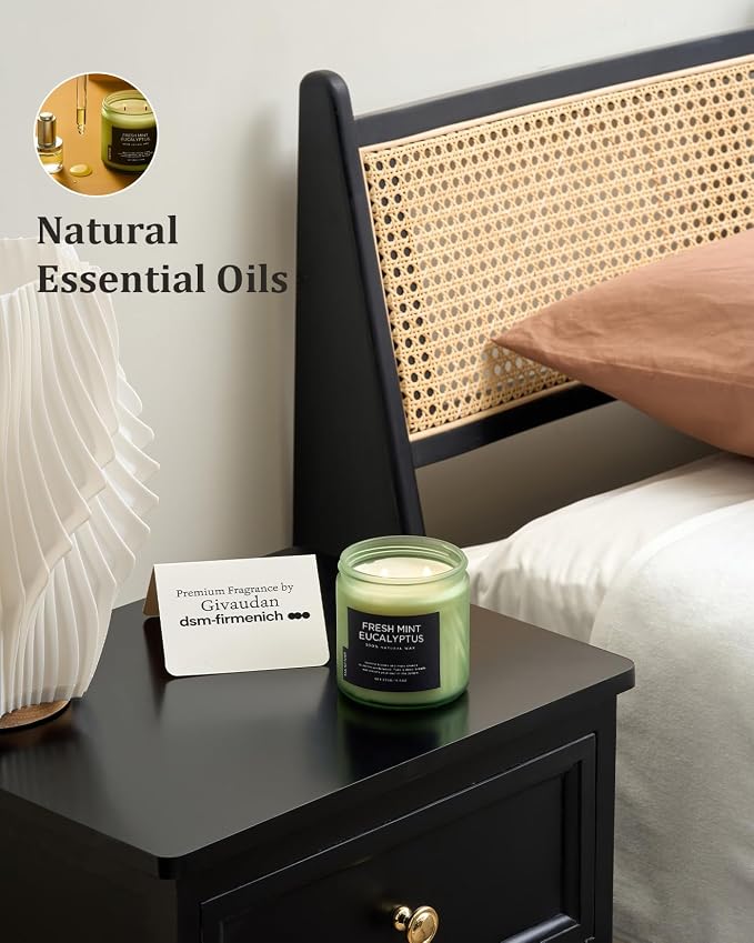 M&SENSE Eucalyptus & Mint Home Scented Candles, 11.6oz Organic Non Toxic Soy - Image 6