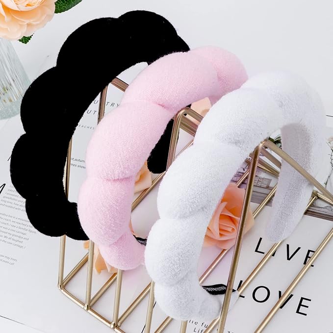 WHAVEL 3 Pack Spa Headband Skincare Headbands, Makeup Headband Sponge Terry - Image 7