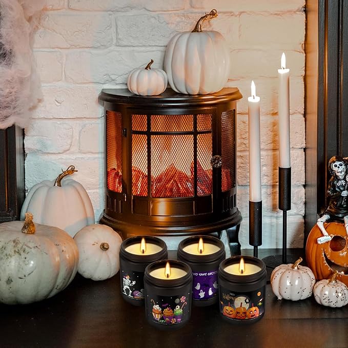 4 Pack Black Halloween Scented Candles -7oz Soy Wax Candles - Image 7