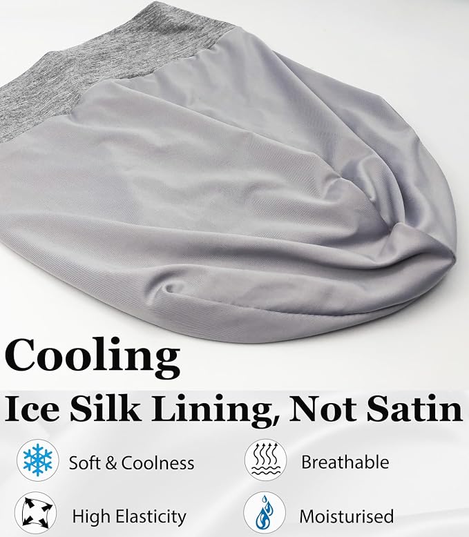 Sleep Cap Bonnet for Sleeping Black Women, Adjustable Cooling Ice Silk Lined - Image 4