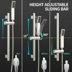 SR SUN RISE 12 Inch Square Shower System, Rain Shower Head and Slide Bar - Image 4