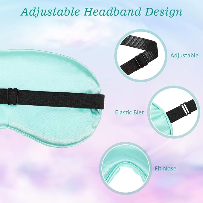 BBTO 4 Pcs Silk Sleep Eye Masks Smooth Soft Satin Eye Covers - Image 4