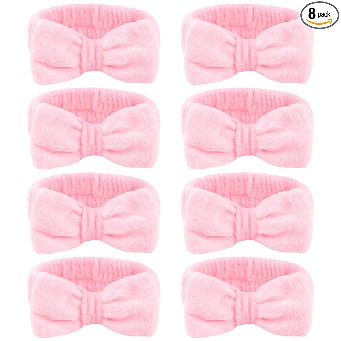 CIEHER 8 Pcs Pink Spa Headbands by CIEHER