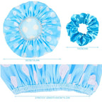 WSICSE 2 Packs Large Shower Cap, Waterproof Reusable Shower Cap Double Layers - Image 2
