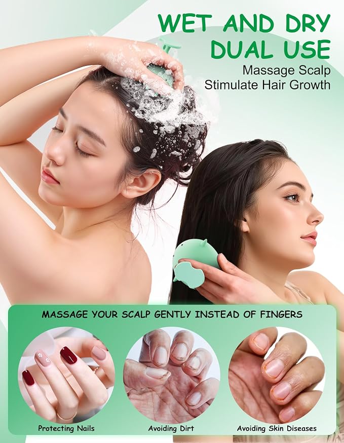 Scalp Massager Hair Growth Shampoo Brush, Silicone Scalp Scrubber Shower Scalp - Image 3