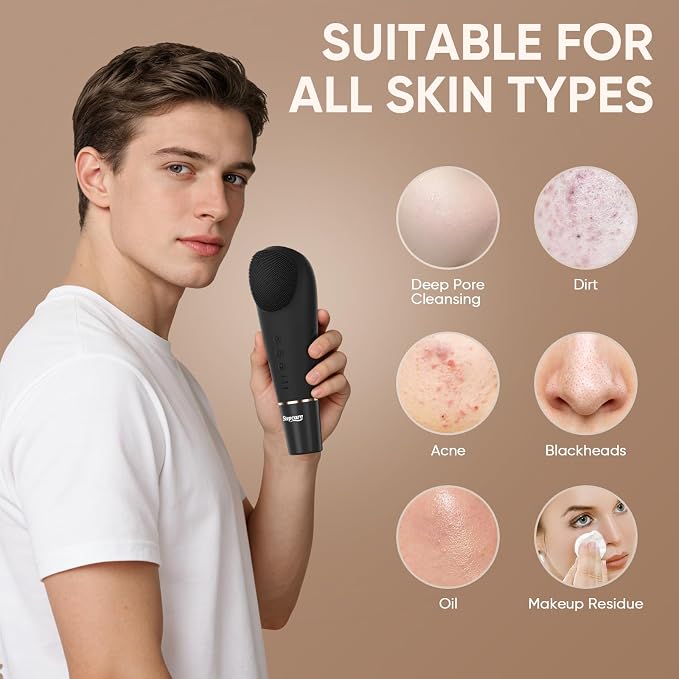 Silicone Face Scrubber Blackhead Scraper Rechargeable 2-in-1 Facial Cleansing - Image 2