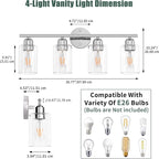 Espird Bathroom Vanity Light Fixtures Polished Chrome, 4 Lights Rustic - Image 2