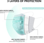 akgk Disposable Face Masks 100Pcs, 3 Layer Protective Face Mask Green Face Masks - Image 4