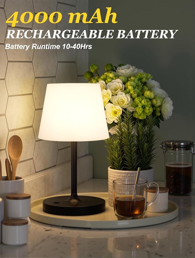 Kakanuo Black Cordless Shower Lamp Waterproof, Rechargeable Cordless Lamp - Image 3