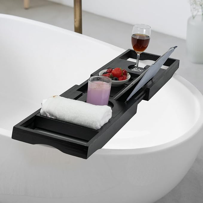 Utoplike Bamboo Bathtub Tray Caddy, Adjustable Bathroom Organizer - Image 4