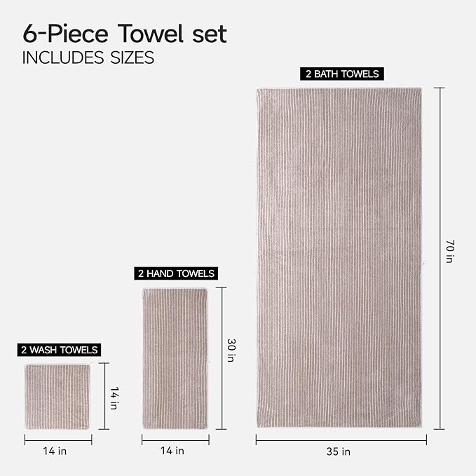 REDKISS Ultra Soft Bath Towels Set of 6 Large 35"x70" | 100% Microfiber - Image 3