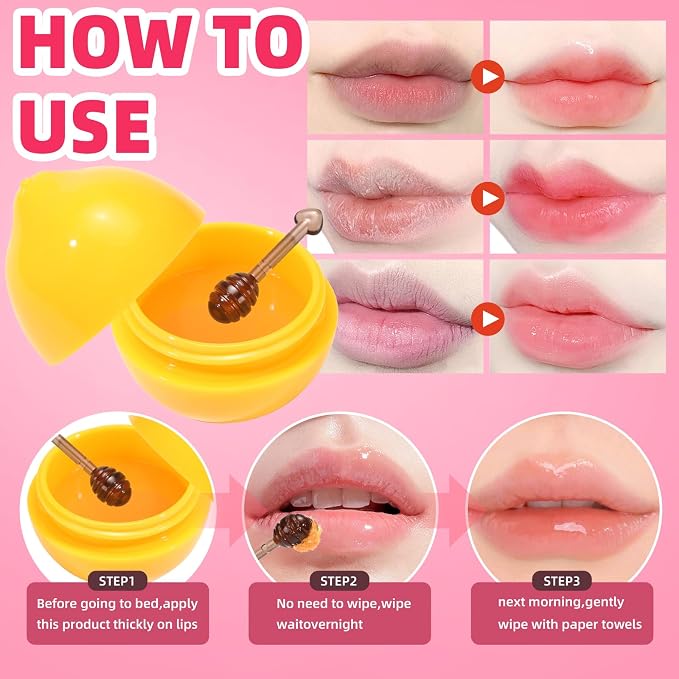 8 PCS Bee Lip Balm Lip Mask Fruit Pot - Image 3