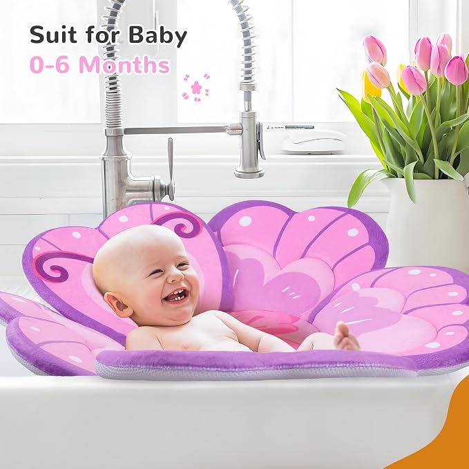 Pink Butterfly Baby Bath Pad - Image 5