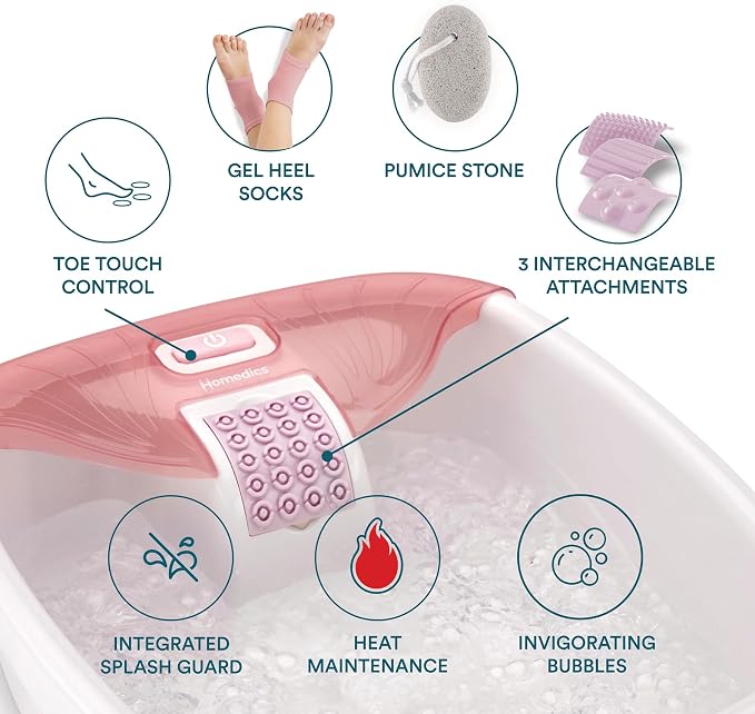 Homedics Bubble Bliss Deluxe Footbath Gift Set – Maintain Heat Foot Spa - Image 3