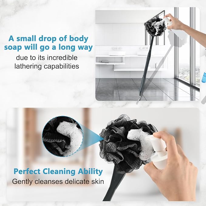 Loofah with Handle, 20.5'' Replaceable Shower Loofah to Improve Skin Health - Image 4