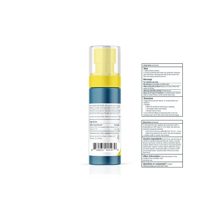 Oars + Alps Face & Scalp Sunscreen Spray Mist, SPF 35 Facial & Hair Sunscreen - Image 2