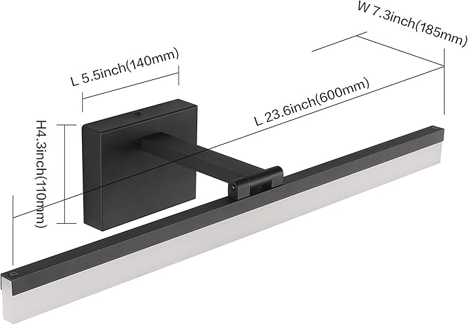 SOLFART 24 inch LED Modern Black Bathroom Vanity Lights Over Mirror Vanity - Image 4