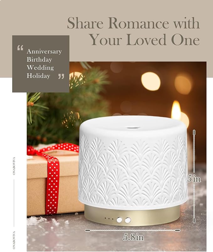 Ceramic Essential Oil Diffuser, 280ml 2.4MHz Ultrasonic Cool Mist Aromatherapy - Image 8