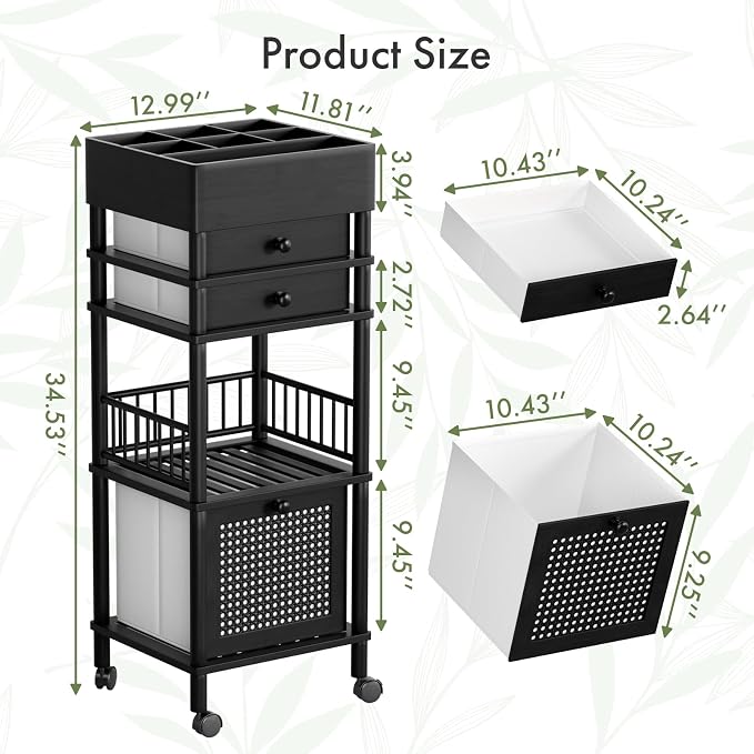 Amazer Bamboo Makeup Organizer Cart - Image 2