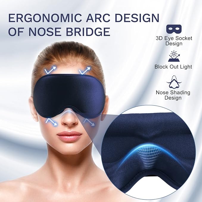 99% Fully Block Out Light Eye Sleep Mask, 3D Deep Contoured Eyes Cover Zero - Image 4