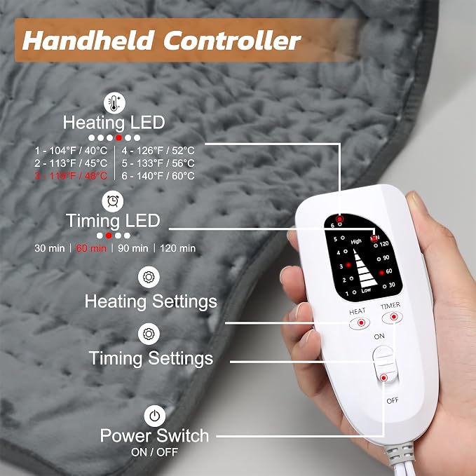 Electric Heating pad for Back Neck Shoulder Knee Arms Legs- Electric Heat Pads - Image 2