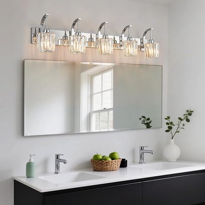 Modern Bathroom Vanity Light, 5-Light Chrome Wall Sconce - Image 6