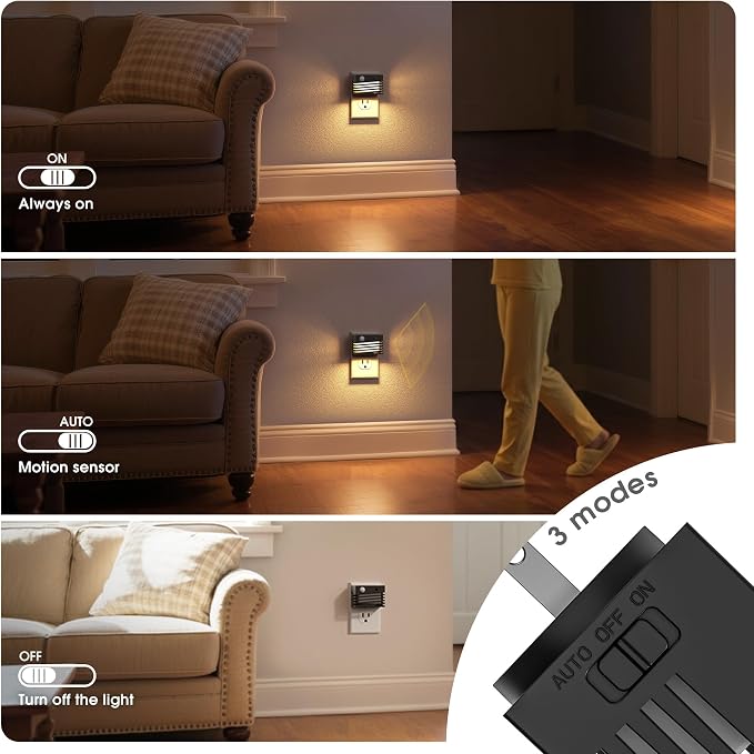 JandCase Motion Sensor Night Light, Night Lights Plug into Wall, Dusk to Dawn & - Image 5