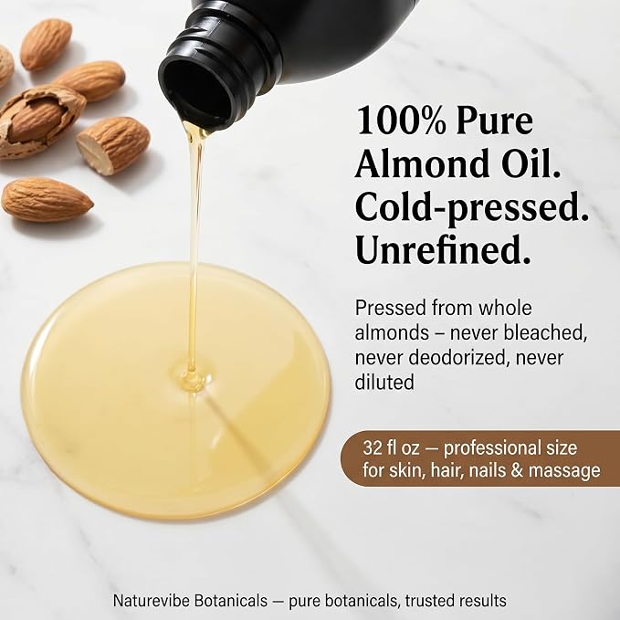 Naturevibe Botanicals Sweet Almond Oil 32 Ounces | 100% Pure and Natural - Image 2