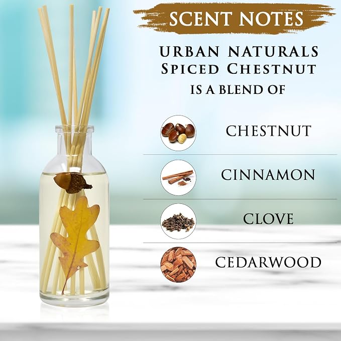 Urban Naturals Spiced Chestnut Reed Diffuser Sticks and Oil Set – Comforting - Image 4