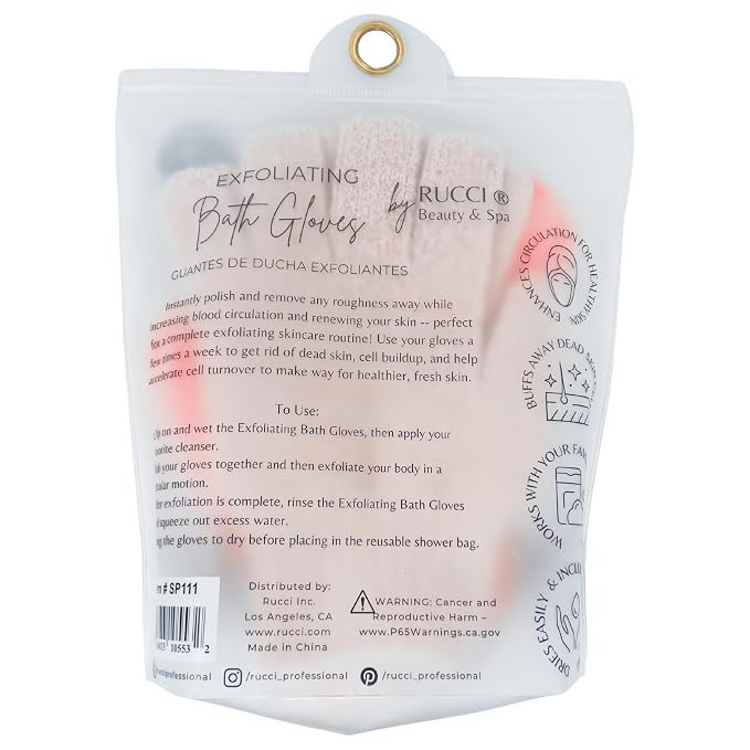 Rucci Professionals 4 Pcs Exfoliating Bath Gloves, Dead Skin Exfoliating Body - Image 2
