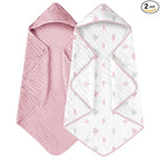 Yoofoss Hooded Baby Towels for Newborn 2 Pack 100% Muslin Organic Cotton Baby by YOOFOSS