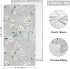 White Grey Blossom Flower Hand Towels - Image 2