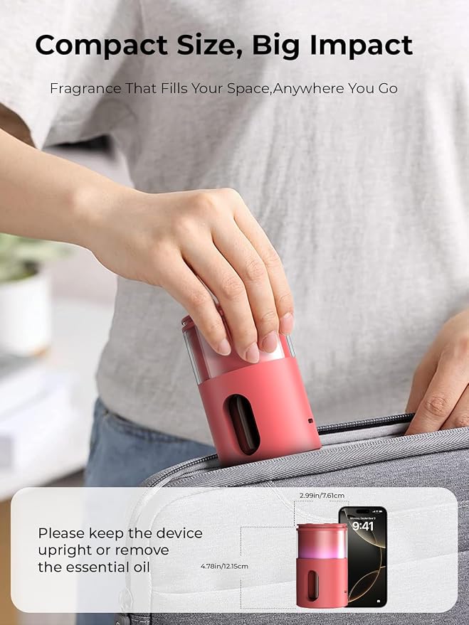 Waterless Diffuser for Essential Oil: Mini Battery Scent Diffuser for - Image 6