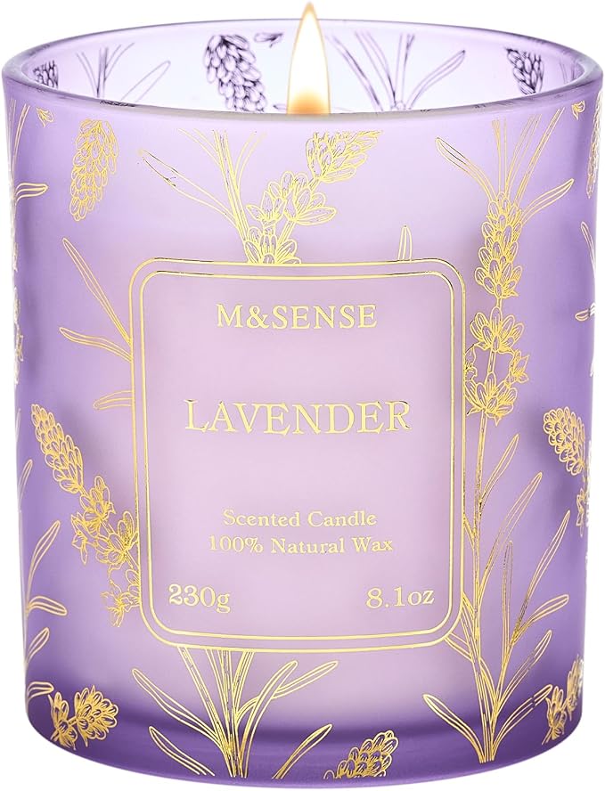 M&SENSE Vegan Soy Lavender Scented Candle, 8.1oz 42H Non-Toxic Long Burning by MSENSE