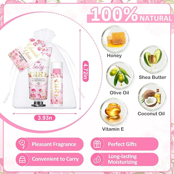 VISCOO 45 Sets Baby Shower Hand Cream and Lip Balm Gifts, Baby Shower Party - Image 3