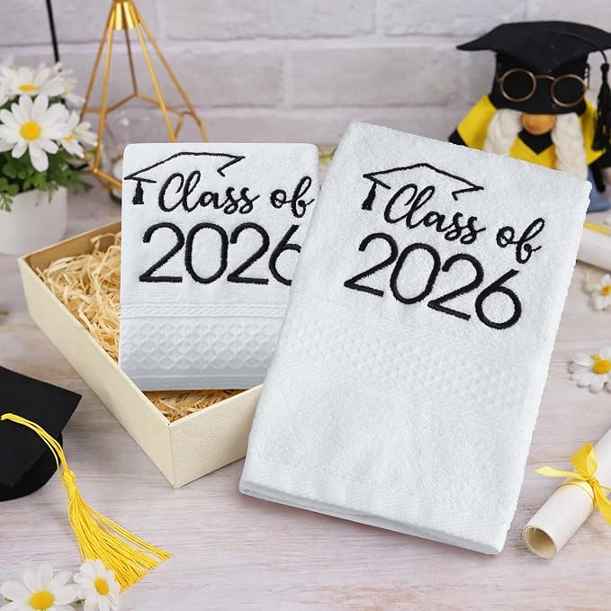 MASHAN Class of 2026 Graduation Hand Towels 3 Pack, 100% Cotton Soft Absorbent - Image 5
