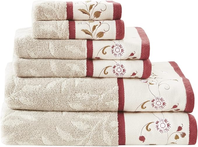 Madison Park Serene 100% Cotton Bath Towel Set Luxurious Floral Decorative by MADISONPARK