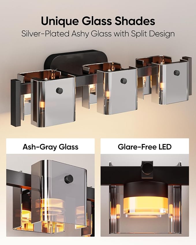 JACKYLED Bathroom Light Fixture, Modern 3-Light Vanity Lights - Image 3