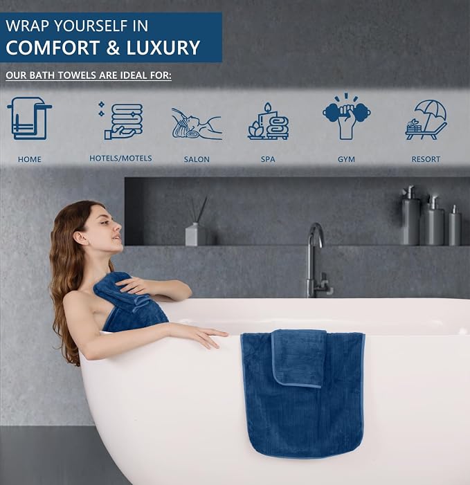 Extra Large Bath Sheet Set of 4, Ultra Soft Fluffy Towel, 35”x 70”Oversized - Image 6