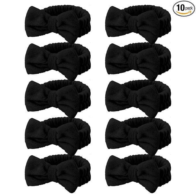 Casoty 10 Pcs Black Face Wash Headbands, Spa Gifts by Casoty