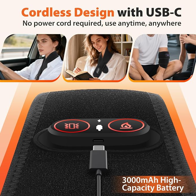 Neck Heating Pad with Massage, Heating Neck Wrap with 660nm 850nm Red Light - Image 6