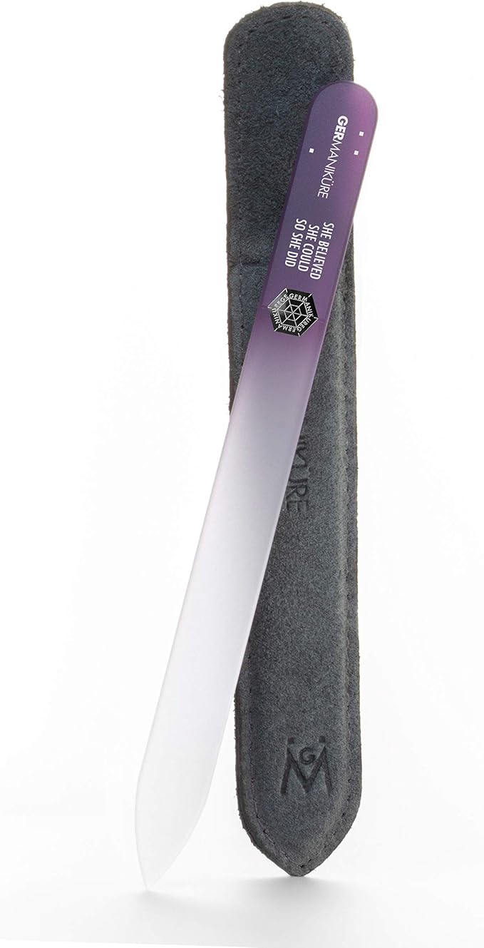 GERMANIKURE Glass Nail File in Suede Sleeve by GERMANIKURE