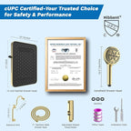 Hibbent cUPC Certified 13'' Shower Head Combo, High Pressure 5 Spray Rainfall - Image 9