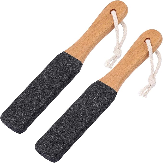 2 Pieces Foot File Callus Remover Heel Grater Wooden Handle Foot Scrubber by BTYMS