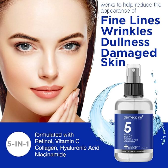 5 in 1 Super Charged Anti-Aging Face Mist w/Retinol, Vitamin C, Hyaluronic Acid - Image 3
