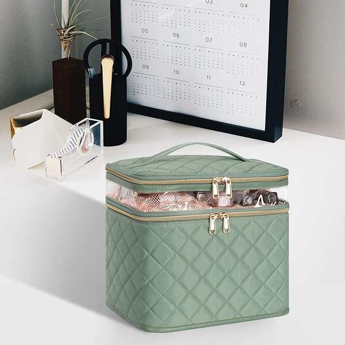 OCHEAL Large Makeup Bag, Double Layer Makeup Bag, Vertical Storage Cosmetic Case - Image 8
